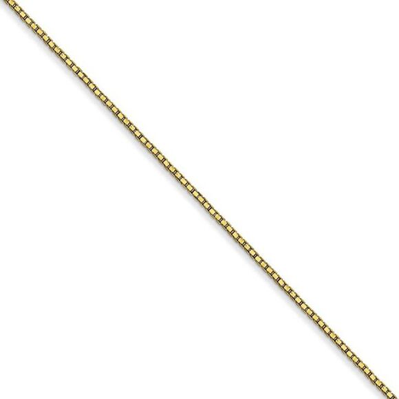 0.9mm, 10k Yellow Gold, Box Chain Necklace, 24 Inch